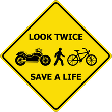 Motorcycle, Bicycle & Pedestrian - Look Twice, Save a Life magnet