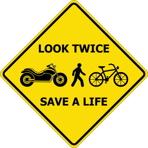 Motorcycle, Bicycle & Pedestrian - Look Twice, Save a Life magnet