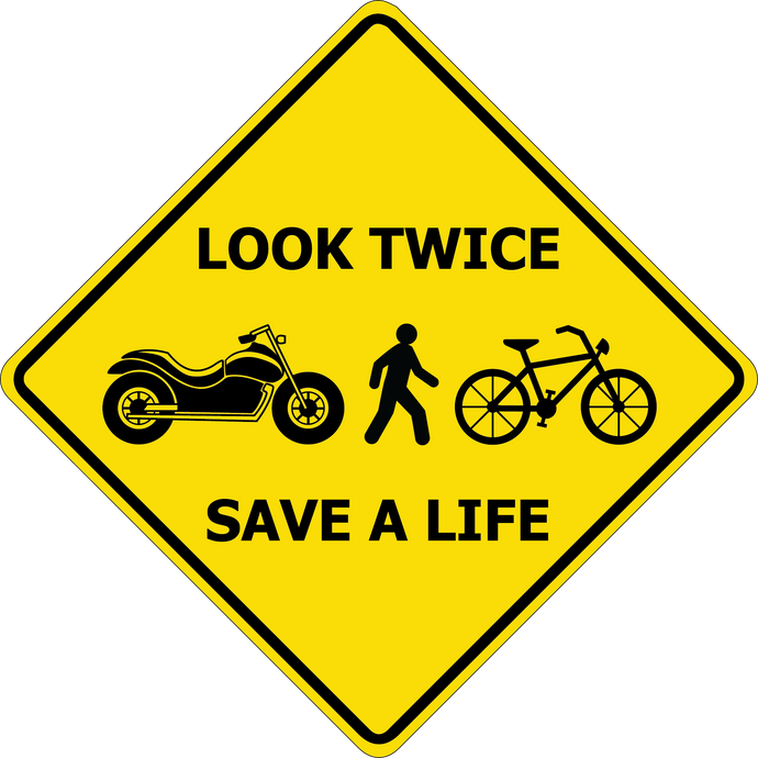 Motorcycle, Bicycle & Pedestrian - Look Twice, Save a Life magnet